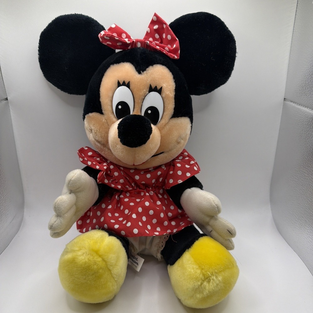 Vintage 12" Minnie Mouse Plush Disneyland Walt Disney World Korea Polka Dot‎